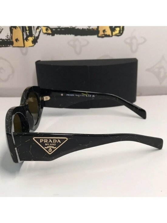 NEW AUTHENTIC PRAD PR 20ZS Women’s Sunglasses – Black Yellow Marble / Dark Brown